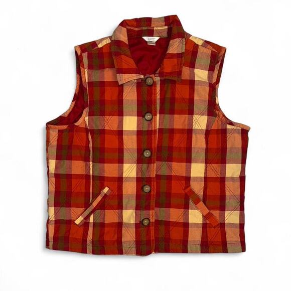 insane vtg 80s 90s plaid western cottagecore quilted vest - Picture 2 of 4